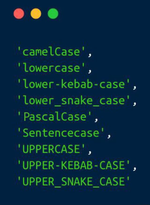  Lowercase Ower Kebab Case Lower Snake case Pasc LlCase 