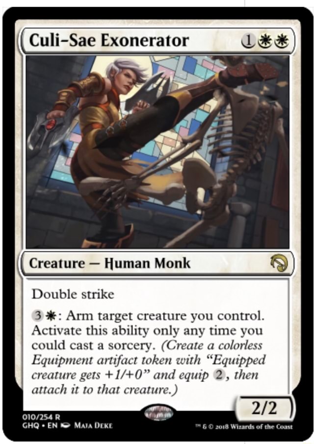 Creature Human Monk § Double strike 3 Arm target creature you control