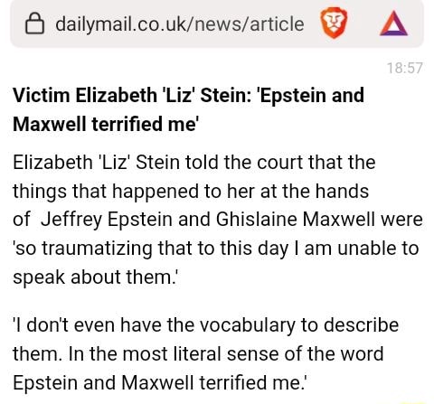 Victim Elizabeth 'Liz' Stein: 'Epstein and Maxwell terrified me