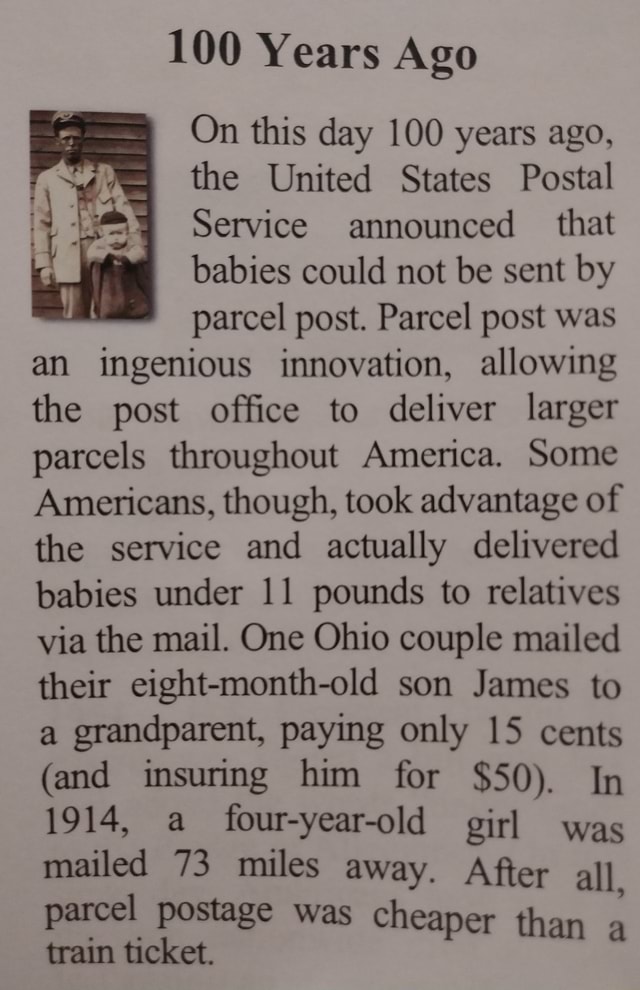 100 Years Ago On this day 100 years ago, the United States Postal ...