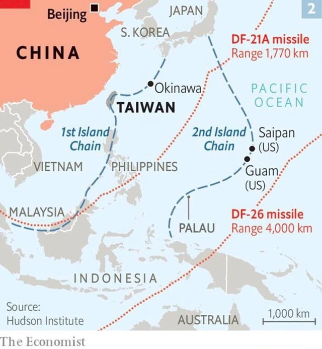 Beijing JAPAN S. KOREA \ DF-21A missile CHINA \_.Range 1,770 km Okinawa ...