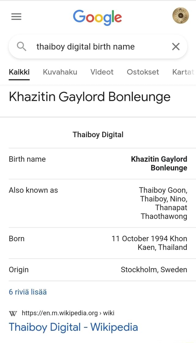 = Google Q thaiboy digital birth name Kalkki Kuvahaku Videot Ostokset