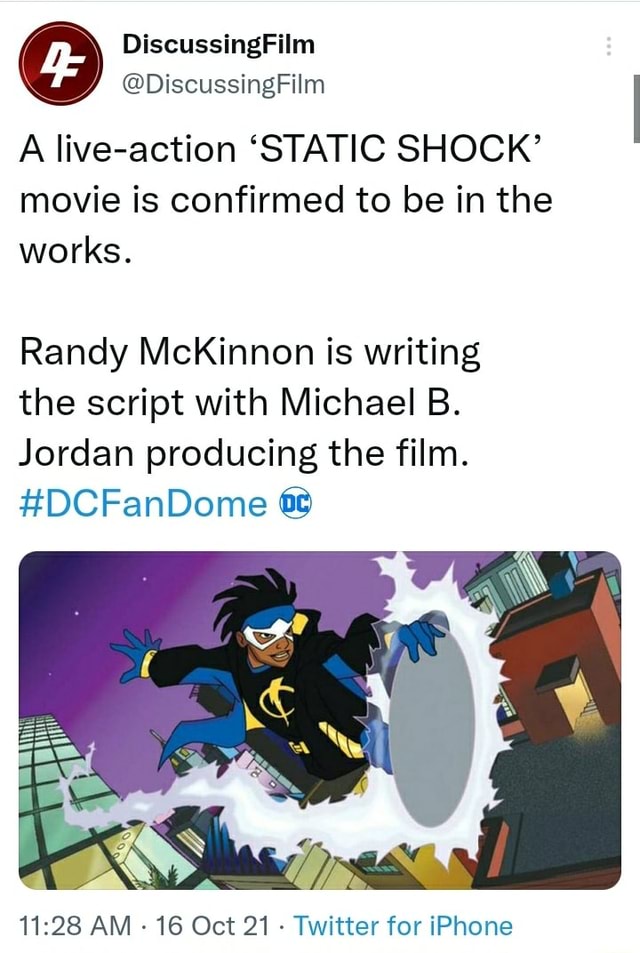 Discussing Film @DiscussingFilm A live-action 'STATIC SHOCK' movie is