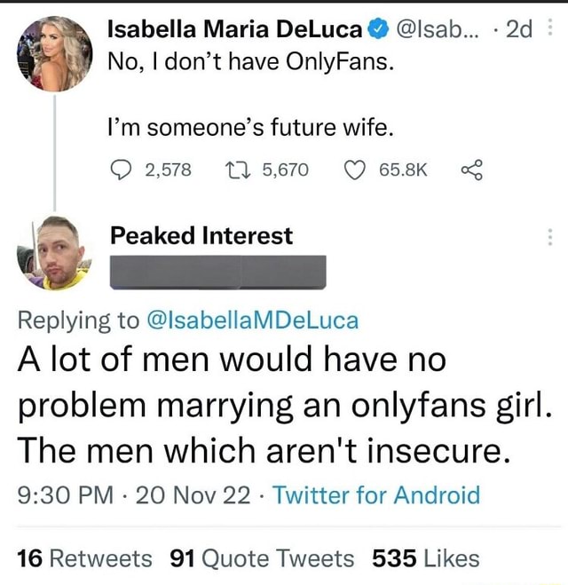 Isabella Maria DeLuca @ @lsab... No, I don't have OnlyFans. I'm someone