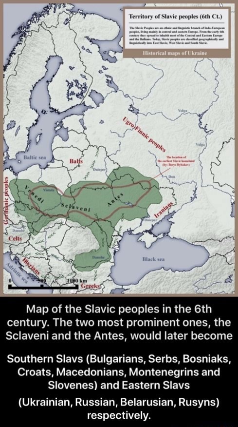 Map of the Slavic peoples in the 6th century. The two most prominent ...