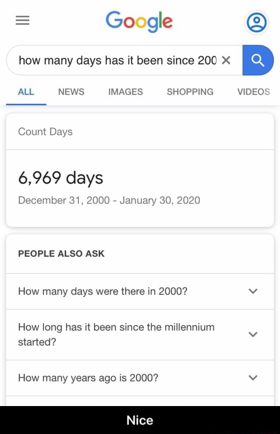 How Many Days Has It Been Since January 30 How many days has it been since 200 X O ALL NEWS IMAGES SHOPPING VIDEOS