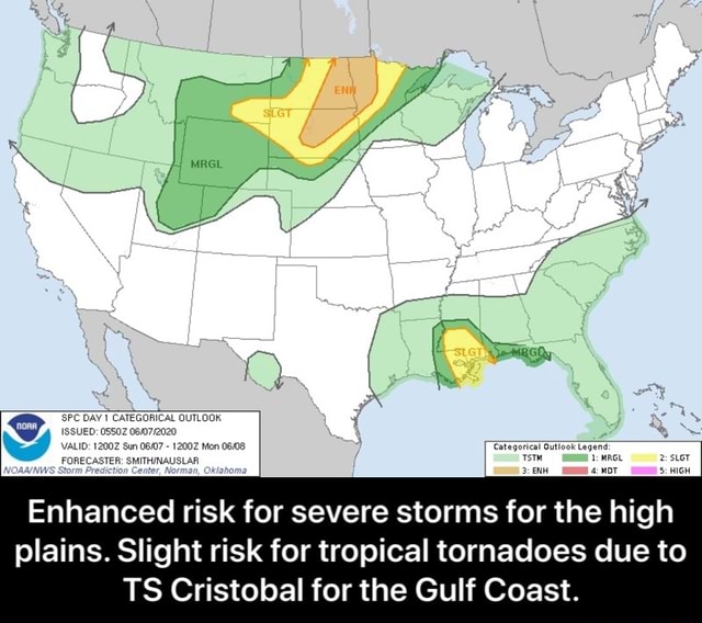 Enhanced risk for severe storms for the high plains. Slight risk for ...