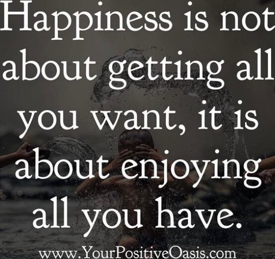 Happiness is not about getting all you want, it is about enjoying all ...