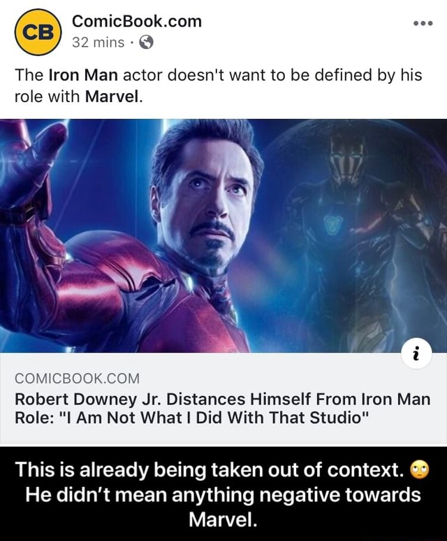 32 mms 6 The Iron Man actor doesn't want to be defined by his role with