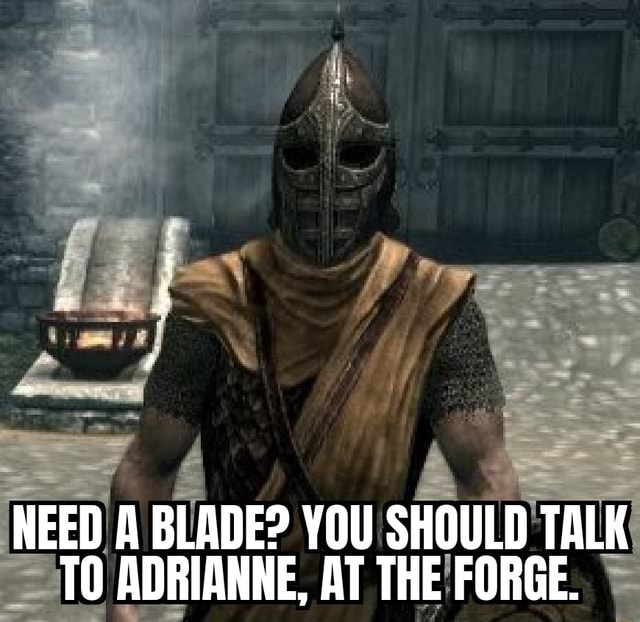 NEED A BLADE? YOU SHOULD TALK TO ADRIANNE, AT THE FORGE. - iFunny