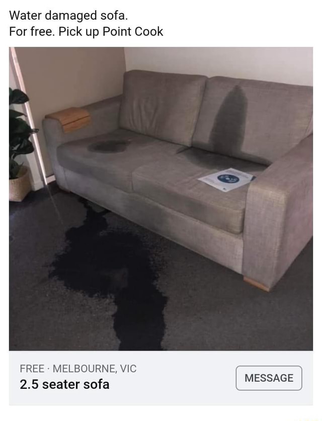 Water damaged sofa. For free. Pick up Point Cook FREE MELBOURNE, VIC 2.