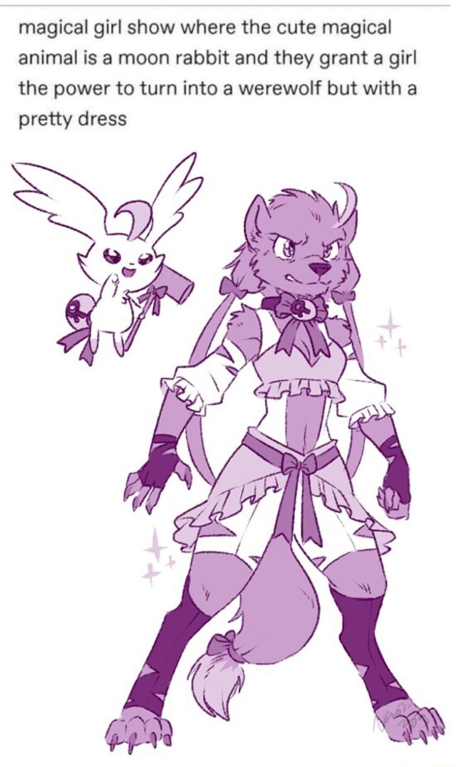 Magical girl show where the cute magical animal is a moon rabbit and ...