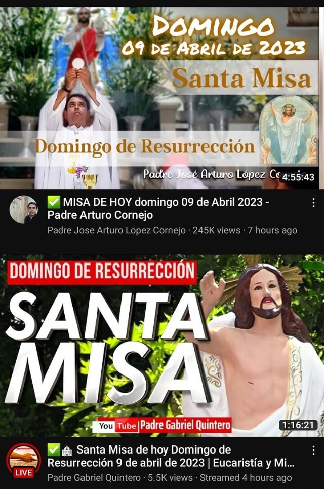 DOMINGO OF DE DE Santa Misa de MISA DE HOY domingo 09 de Abril 2023 - Padre  Arturo Cornejo Padre Jose Arturo Lopez Cornejo 245K views 7 hours ago DE  Gabriel QuinteroI_~ Santa Misa de hoy Domingo de Resurreccion 9 de abril de  2023 I ...