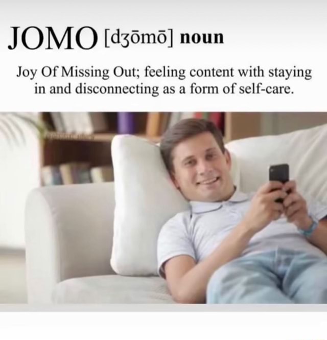 It feels good to be on my couch 😄👍 girlsthinkimfunnier is a must follow JOMO noun Joy Of