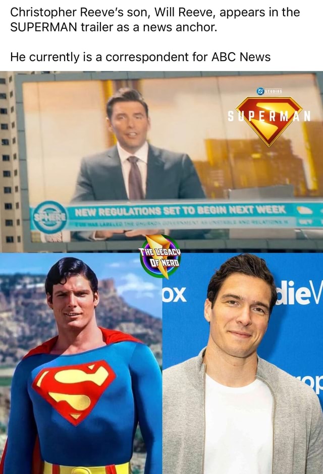 Christopher Reeve's son, Will Reeve, appears in the SUPERMAN trailer as ...