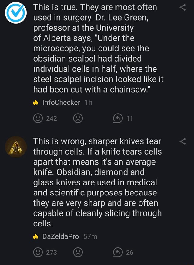 Obsidian scalpel under microscope rcwest