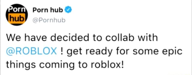 Porn Hub Pornhub We Have Decided To Collab With Roblox Get Ready For Some Epic Things Coming To Roblox - roblox pornhub logo