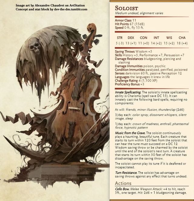 Image art by Alexandre Chaucret on ArtSiati ArtStation SoLoist Medium undead, alignment varies