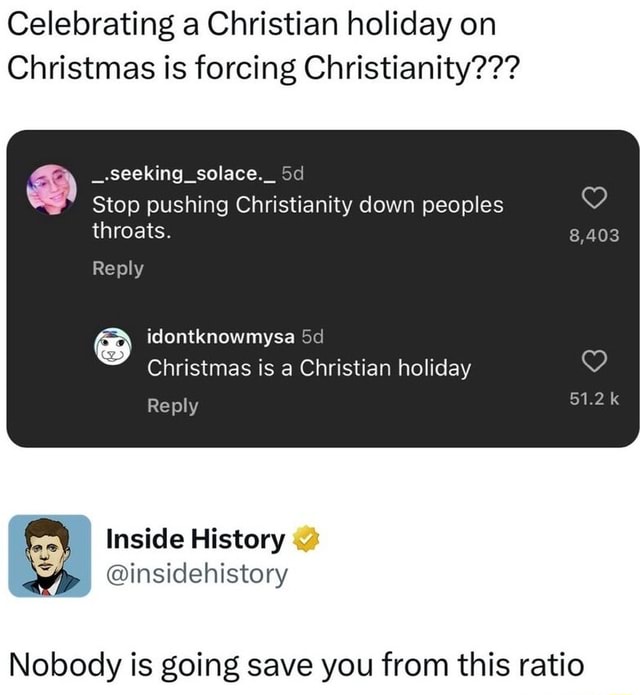 Celebrating a Christian holiday on Christmas is forcing Christianity ...