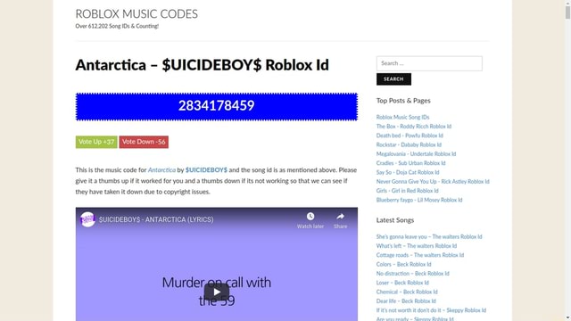 issues roblox id code