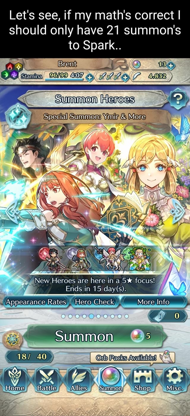 Let's see, if my math's correct I should only have 21 summons to Spark ...