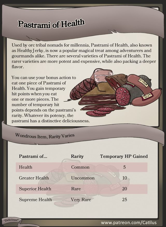 Used by orc tribal nomads for millennia, Pastrami of Health, also known as Healthy] erky, is now