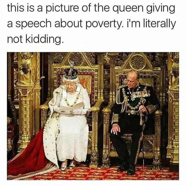 queen giving speech about poverty