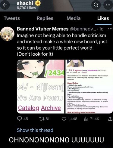 Shachi Tweets Replies Media Likes Banned Vtuber Memes @bannedv. Imagine ...