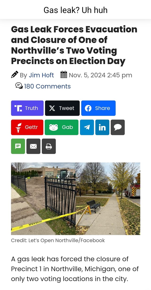 Gas leak? Uh huh Gas Leak Forces Evacuation and Closure of One of