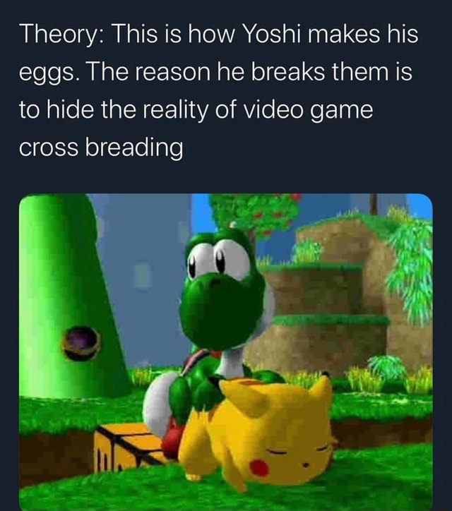 Theory This is how Yoshi makes his eggs. The reason he breaks them is