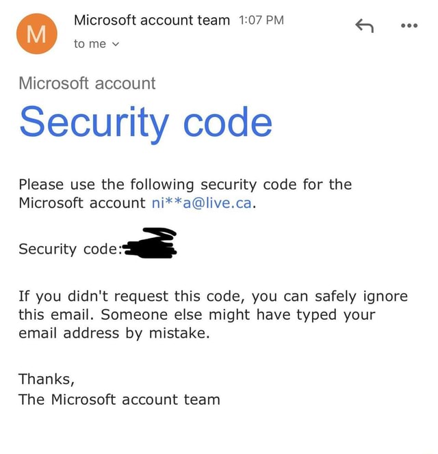 microsoft account team code spam