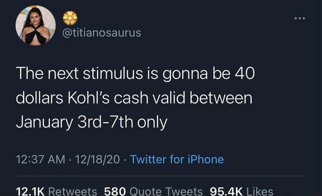 Next Stimulus Will Be Kohl S Cash Meme - MULUSTI