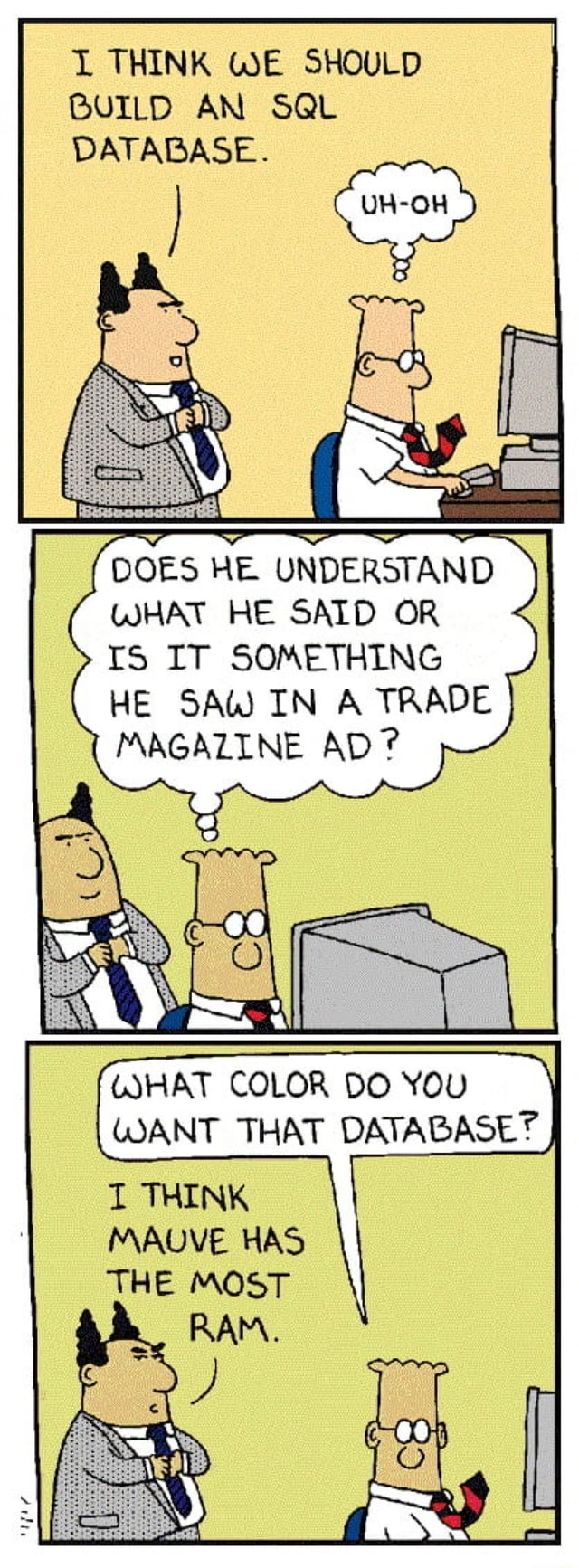 THINK WE SHOULD BUILD AN SQL DATABASE. DOES HE UNDERSTAND WHAT HE SAID ...