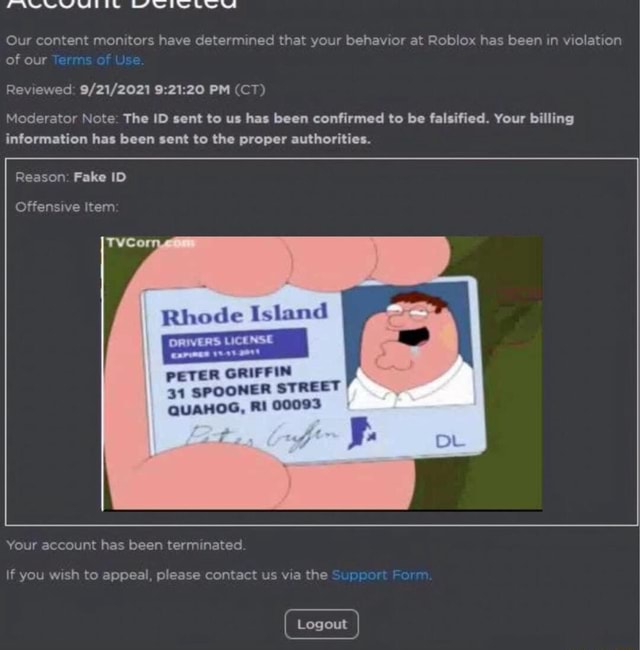 Peter Griffin Fake Id