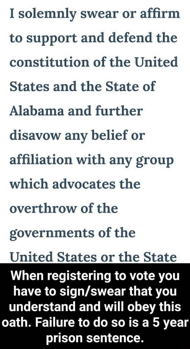 I solemnly swear or affirm to support and defend the constitution of