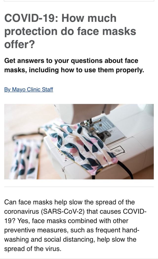 COVID19 How much protection do face masks offer? Get answers to your