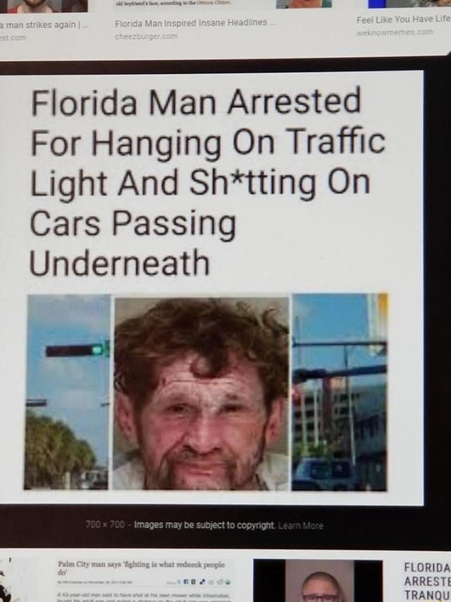 Florida Man Arrested For Hanging On Trafﬁc Light And Sh*tting On Cars ...