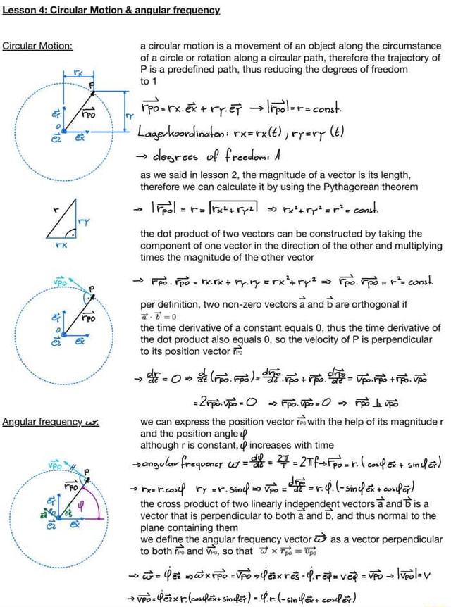 Lesson 4 Circular Motion & angular frequency, Circular Motion a circular motion is a movement