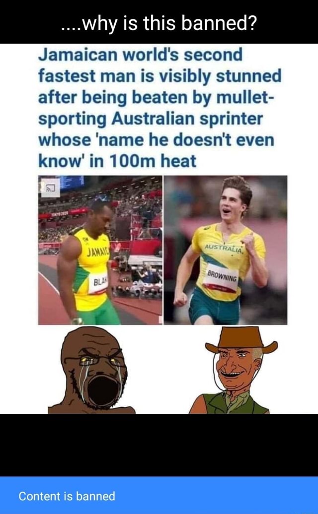 ...Why is this banned? Jamaican world's second fastest man is visibly ...