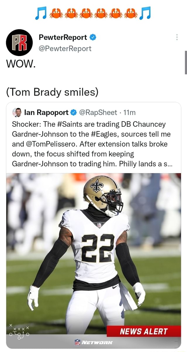 Ian Rapoport on X: Shocker: The #Saints are trading DB Chauncey Gardner- Johnson to the #Eagles, sources tell me and @TomPelissero. After extension  talks broke down, the focus shifted from keeping Gardner-Johnson to