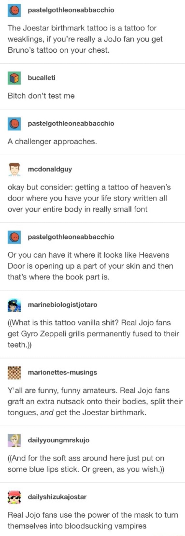 I The Joestar birthmark tattoo is a tattoo for weaklings, if you’re ...