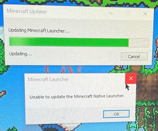 unable to update the minecraft native launcher game pass