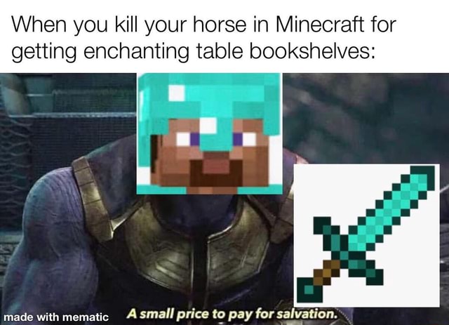 When You Kill Your Horse In Minecraft For Getting Enchanting Table Bookshelves Ii Emmall Price To Nav For Calyvation