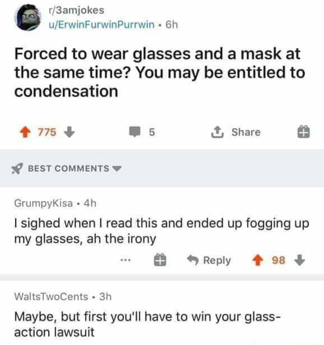 Forced to wear glasses and a mask at the same time? You may be entitled ...