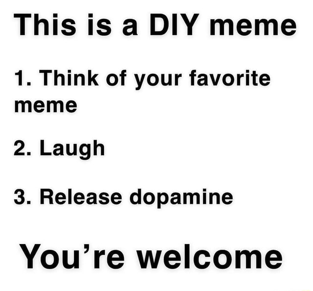 This is a DIY meme 1. Think of your favorite meme 2.Laugh 3. Release ...