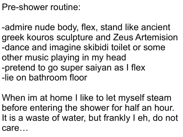 Pre Shower Routine Admire Nude Body Flex Stand Like Ancient Greek