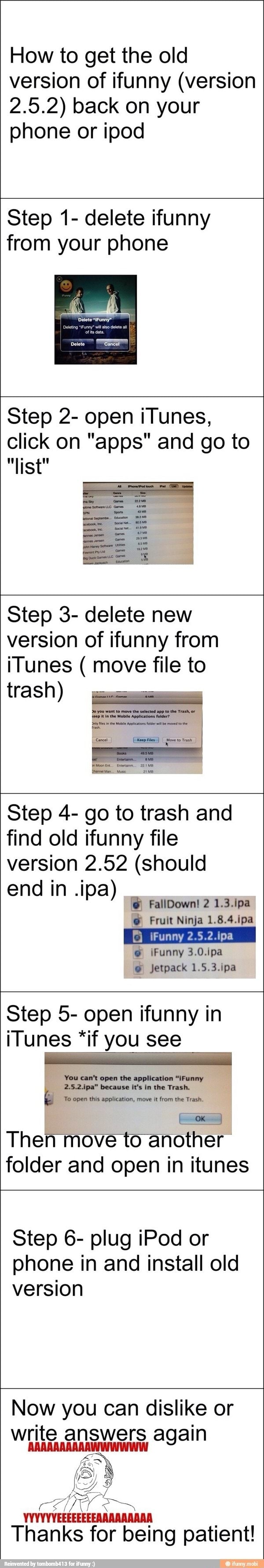 How to get the old version of ifunny (version 2.5.2) back on your phone