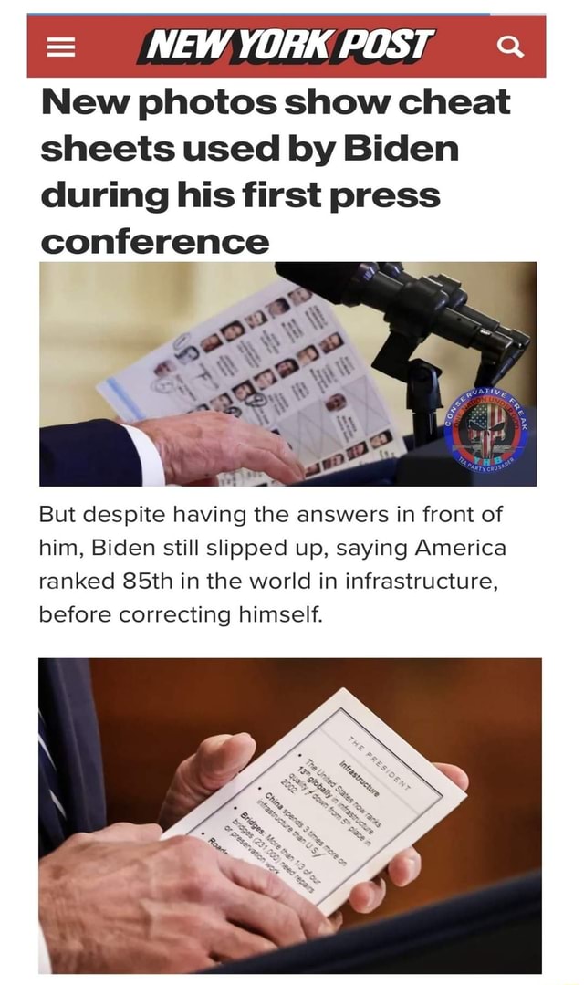= NEWYORK POST New photos show cheat sheets used by Biden during his ...