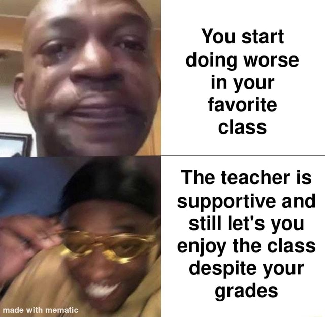 You start doing worse in your favorite class The teacher is supportive ...