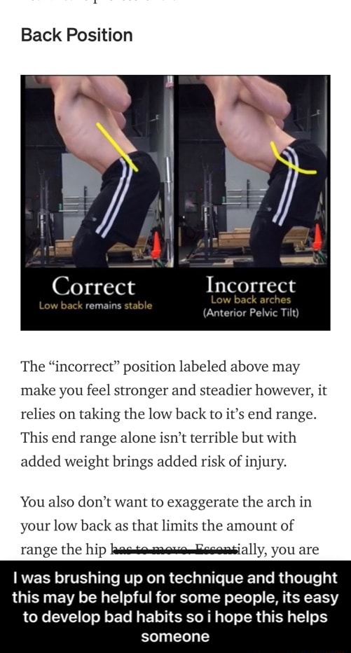 Back Position Incorrect Low (Anterior Pelvic Tilt The 